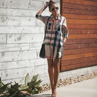 clothing Spring Autumn women clothes elbow sleeve lady short casual wear women plaid dress
