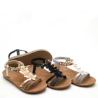 Chic beads floral modify ladies fashion sandal flat