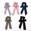 cheap custom printed wholesale price fashion big rabbit ear silk ribbon elastic thick band hair tie korean bowknot hair band