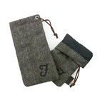 Custom Logo Cotton Sunglasses Pouch Bag Case Flap Soft Leather Pu Microfiber Sunglasses Cloth Pouch For Sunglasses Pouch