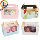 London circus cupcake boxes with window handles wholesalers Gift Packaging For Festival Party 2 Cup Cake