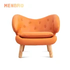 Wholesale Orange Modern style leather armchair wooden home living room furniture accent chair