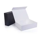 custom luxury white black gift foldable magnetic lid closure rigid flat folding packaging paper box