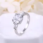 SAR7222 Engagement Crystal Silver Diamond White Gold Wedding Ring Cushion Cut Cz Ring Women