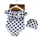 Girls Beach One-Piece Swimsuits falbala Swimwear Bathing Suit children swimwear