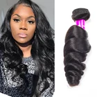CELIE Brazilian Hair 3 Bundles with Frontal Closure Cuticle Aligned Loose Wave Bundles with Silk Lace Frontal