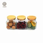 Adgy Non Spill Customized Glass Jar Wooden Lid Water Bottle For Home Decoration