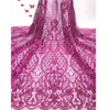 Beautifical wedding embroidery lace fabric fushia pink lace wedding dress 100 polyester beads fabric ML1N850
