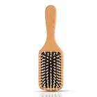Private Label Eco-Friendly Rectangle Detangling Wooden Paddle Straightener cushion Hair brush