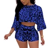 2019 Latest Design Explosion Leopard Print Long Sleeve Crop Top Sexy Two Piece Set Women Clothing