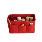 Hot Sell Eco friendly Women Red Felt Cosmetic Bag Organizer Makeup Case For Promotional