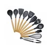 Kitchen Utensil Set Silicone Cooking Utensils 11Piece - Cooking Utensils Set with Bamboo Wood Handles for Nonstick Cookware