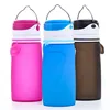 Customized BPA Free Silicone Foldable Camping Water Bottle with Light