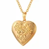 MECYLIFE Copper Heart With Elegant Flower Design 18K Gold Plated Heart Necklace Floating Locket Pendant