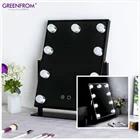 3 Tone LED lighted table vanity makeup hollywood mirror with light bulbs