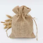 Small jute drawstring pouch burlap drawstring bag Durable Natural Linen gift bag
