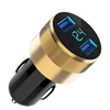 Dual 2 USB Car Charger Adapter 3.1A Digital LED Voltage/Current Display Auto Vehicle Metal Charger For Iphone Smart Phone/Tablet
