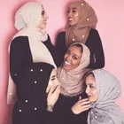 Wholesale Lightweight Solid Color Women Viscose Scarf Cotton And Linen Colored Pearl Wrilk Arab Hijab