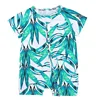 Summer print Dandelion Beach Leaves Soft bodysuit baby boys girls zipper jumpsuit pajamas rompers