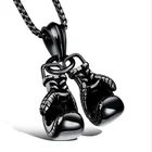 Necklace New Design Men Punk Stainless Steel Pair Boxing Gloves Chain Titanium Pendant Necklace