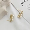 Pure 925 Silver European American New Design Creative Concise Shell Pearl Stud Earrings Fine Jewelry