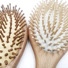 2018 Customized Natural Color Hand Twist Sponge Beech Baby Set Large Paddle Wood Tangle Hair Brush With Steel Pin