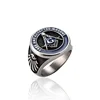 Wholesale Jewelry Ring Cheap Antique Stainless Steel men carbon fiber dark blue color Masonic Ring