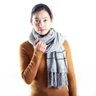 Custom Size African Acrylic Light Gray Tassels Keep Warm Knitted Scarf