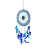 Dream Catcher Blue Crochet with Swan Feathers Boho Gypsy Style with Blue Feathers and Beads