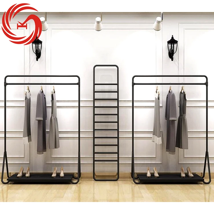 Modern Metal Clothing Rack Free Standing Clothes Racks With Shelf And Shoe Rack Perfect For Clothing Store Display Racks Shelves