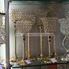 LDJ529 wholesale Wedding event decoration gold metal centerpiece stand set crystal candle holders for wedding table decoration
