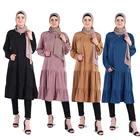 2019 Europe and America four color mix Muslim dresses Long flared Skirts Dress Islamic Clothing for Women