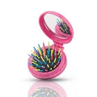 Travel Folding Hair Brush & Makeup Mirror Foldable Pocket Easy-take Comb Gift