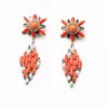 ed00586 Colorful Gemstone Rhombus Dangle Fashion Drop Earrings Women Jewelry