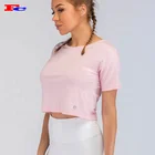 Fengcai Custom Print Sports And Casual Wear Cotton Plain Women Fitness Crop Top T Shirt