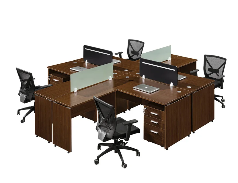 Uzay tasarrufu ofis mobilyaları 4 kişi ofis masası iş istasyonu masası bölme panosu