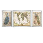 World Map Wall Art Canvas Paintings HD Peacock Blue Classical Background Custom Art Canvas Prints