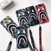 A Bathing Ape Bape With Strap Pendent Premium Shark Cool Camo Case for iPhone Xs Max Xr X 6 6S 7 8Plus