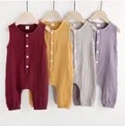 7colors Summer Sleeveless vest front buttons muslin cotton romper infant baby boys harem bodysuit
