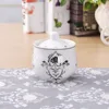 China manufacture bone china porcelain sugar pot with handle for hotel restaurant wedding