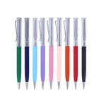luxury white aluminum ballpoint pen with golden clip metallic laser logo thin pens