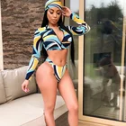 Colorful screen print Brazilian hot sexy extreme swimwear woman bikini long sleeve swimwear for women