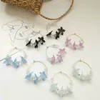 JD Jewelry Custom INS hot real gold plated metal Colored round acrylic petals flower large hoop earrings wholesale
