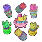 cute green colorful mini plant cactus custom soft enamel pin badge