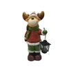 Latest design christmas indoor decor reindeer figurine with led lantern