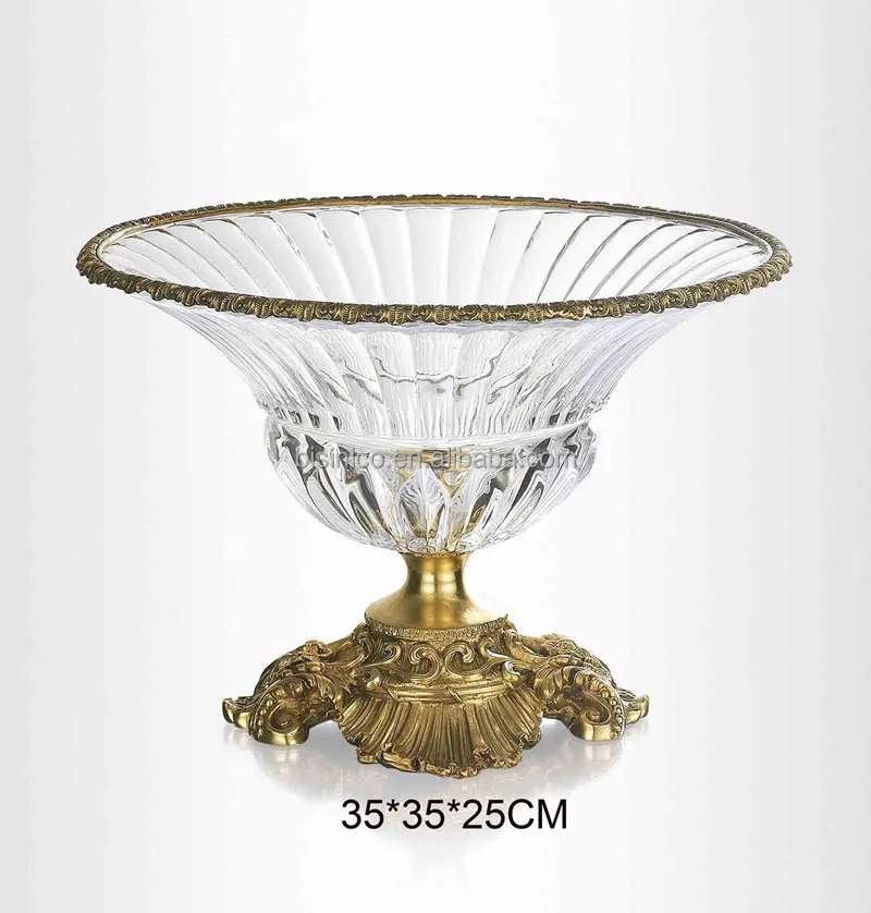 Luxury Crystal Fruit Bowl With Brass Base,Made Of Copper & Crystal,24k