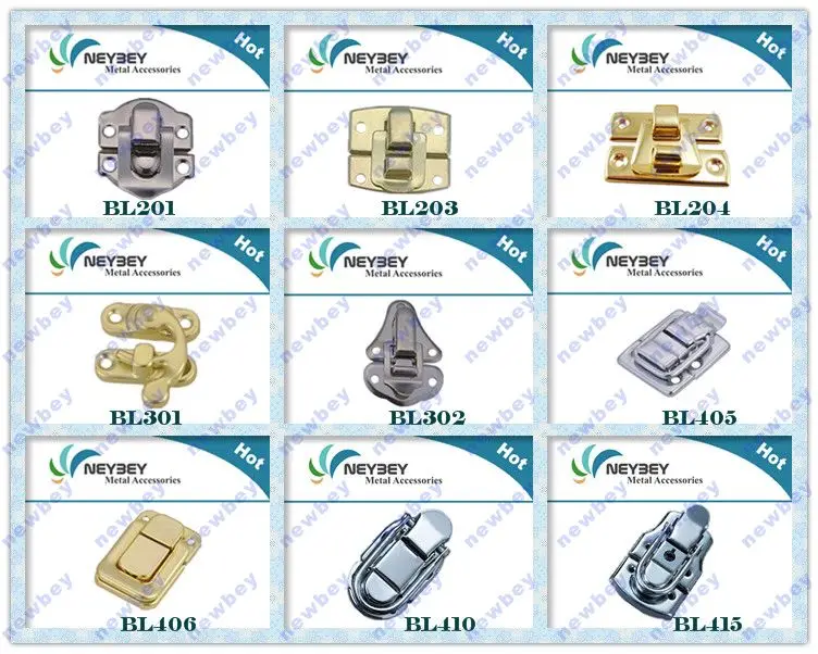 Decorative jewelry box parts metal latch and hinges BI401 and BL204, View jewelry box parts