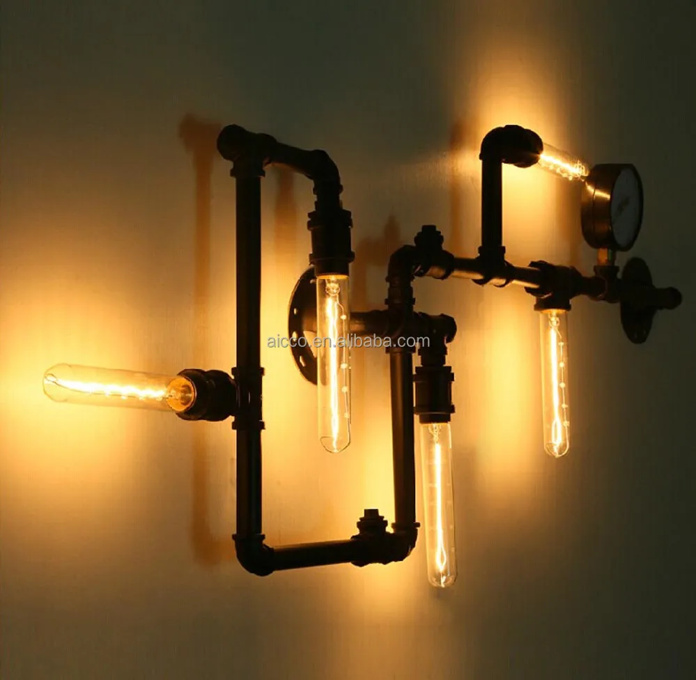 Popolare loft industriale vintage tubo lampada da parete con ...