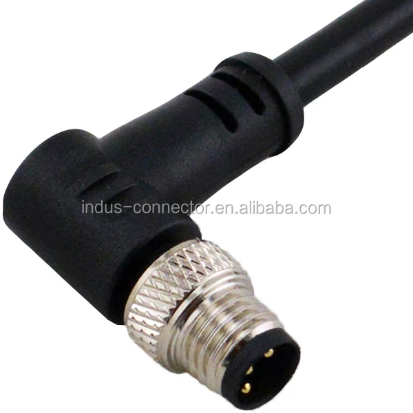 Waterproof right angle m8 3pin sensor cable for all kinds of sensor