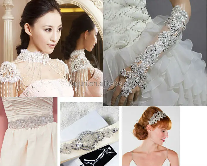 wholesale crystal rhinestone lace trim for bridal /kids clothing rhinestone appliques